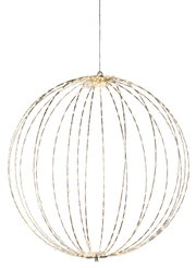 Silberner Lichtball mit Micro-LEDs, hängend in frontaler Perspektive