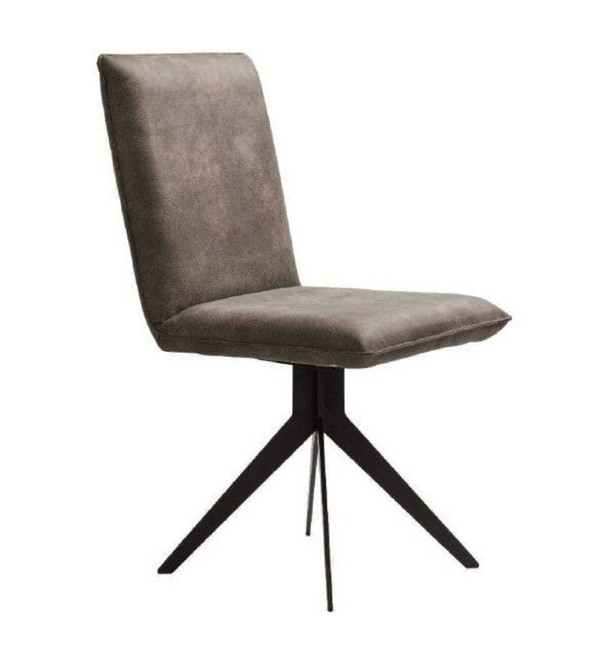 Voleo Stuhl MALIBU Moderner Stuhl mit schwarzem Metallgestell und braunem Polstersitz, seitliche Perspektive