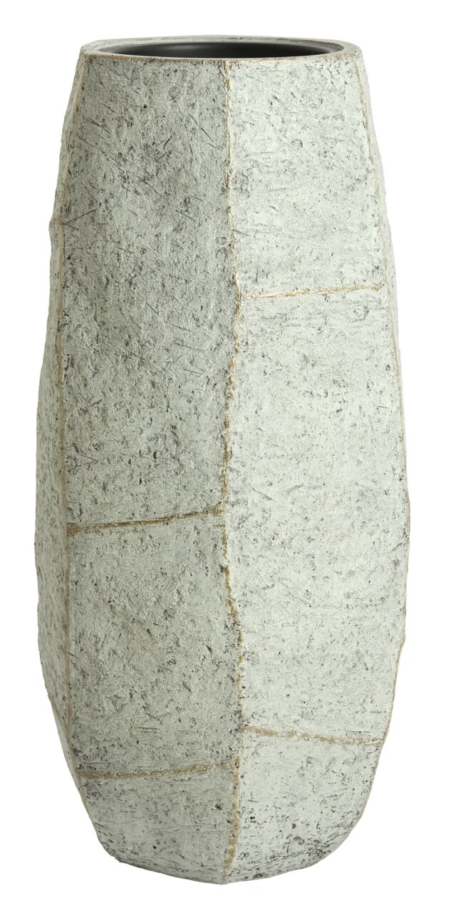Light&Living Topf AGELO 105cm Großer, strukturierter, grauer Topf aus Steinoptik, seitliche Perspektive