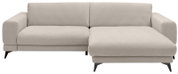 Beige Ecksofa mit rechter Ottomane, Vorderansicht
