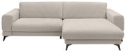 Beige Ecksofa mit rechter Ottomane, Vorderansicht