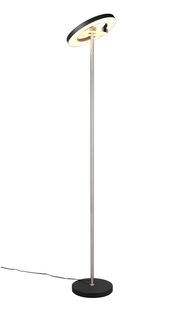 Moderne Stehleuchte Trio Leuchten GUANO mit rundem, schwenkbarem Lampenschirm, seitliche Perspektive