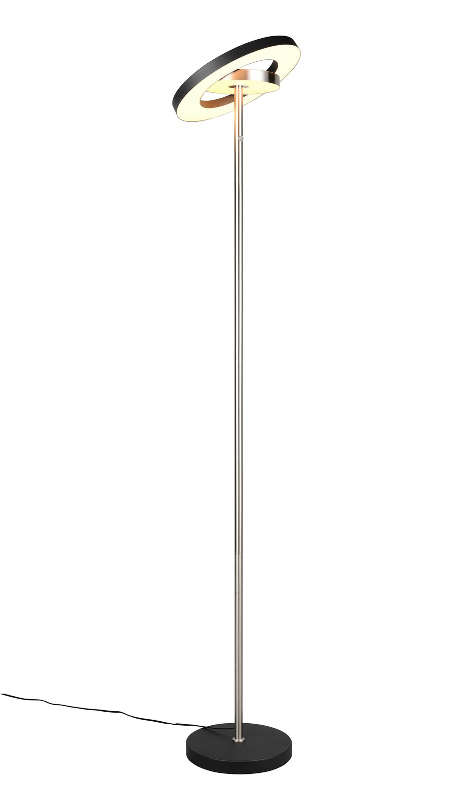 Trio Leuchten Stehleuchte GUANO Moderne Stehleuchte Trio Leuchten GUANO mit rundem, schwenkbarem Lampenschirm, seitliche Perspektive