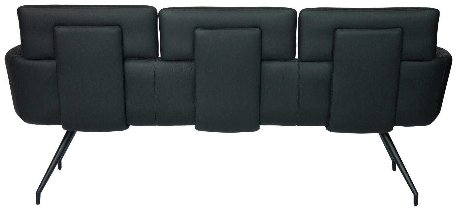 Rückansicht der Dieter Knoll Sitzbank PABLO mit modernem Design und schwarzen Polstern.