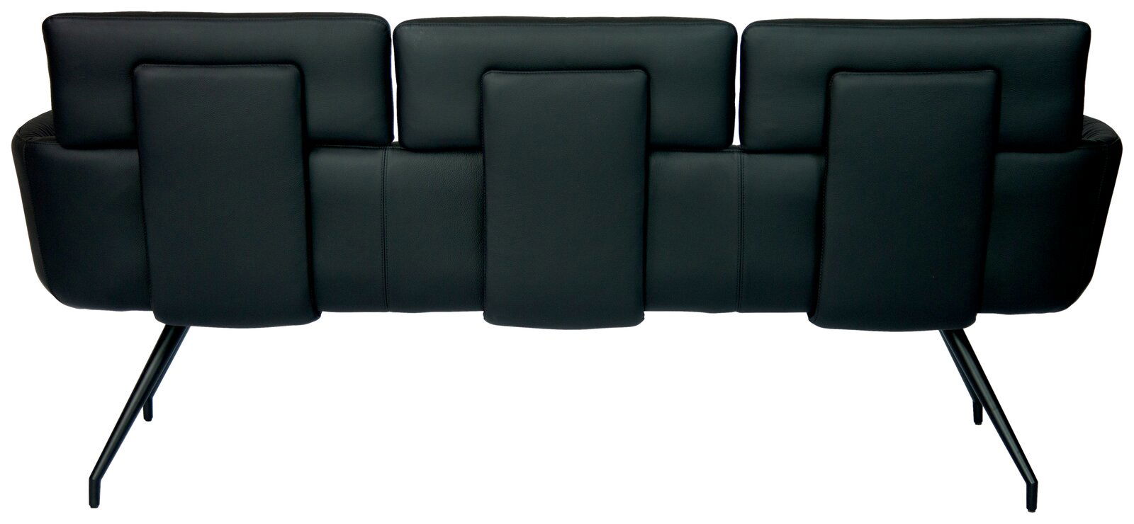 Rückansicht der Dieter Knoll Sitzbank PABLO mit modernem Design und schwarzen Polstern.