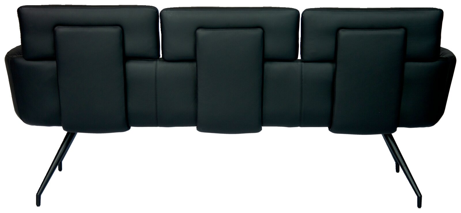 Rückansicht der Dieter Knoll Sitzbank PABLO mit modernem Design und schwarzen Polstern.