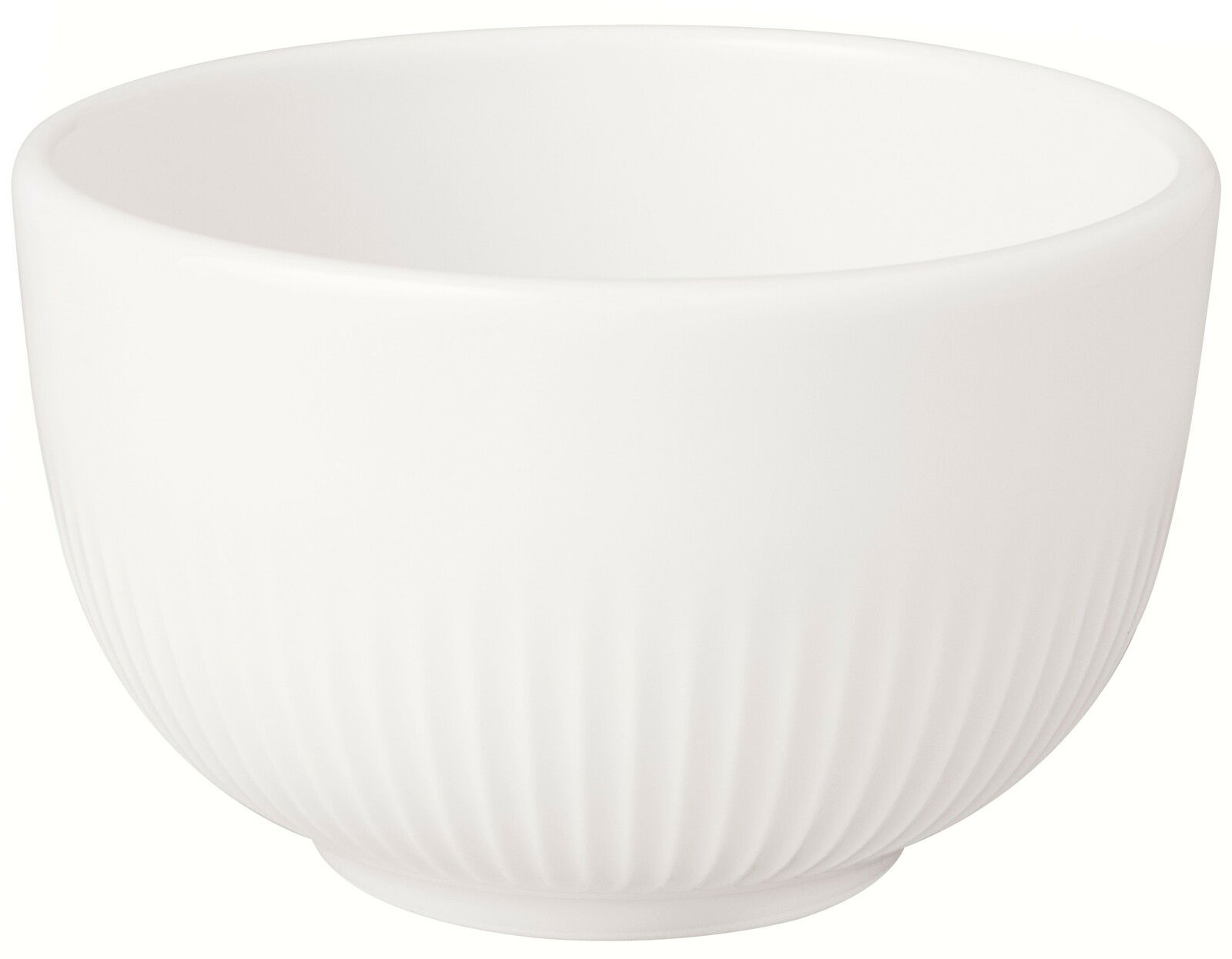 Weiße Dipschale Afina 90ml mit geriffelter Oberfläche, seitliche Perspektive