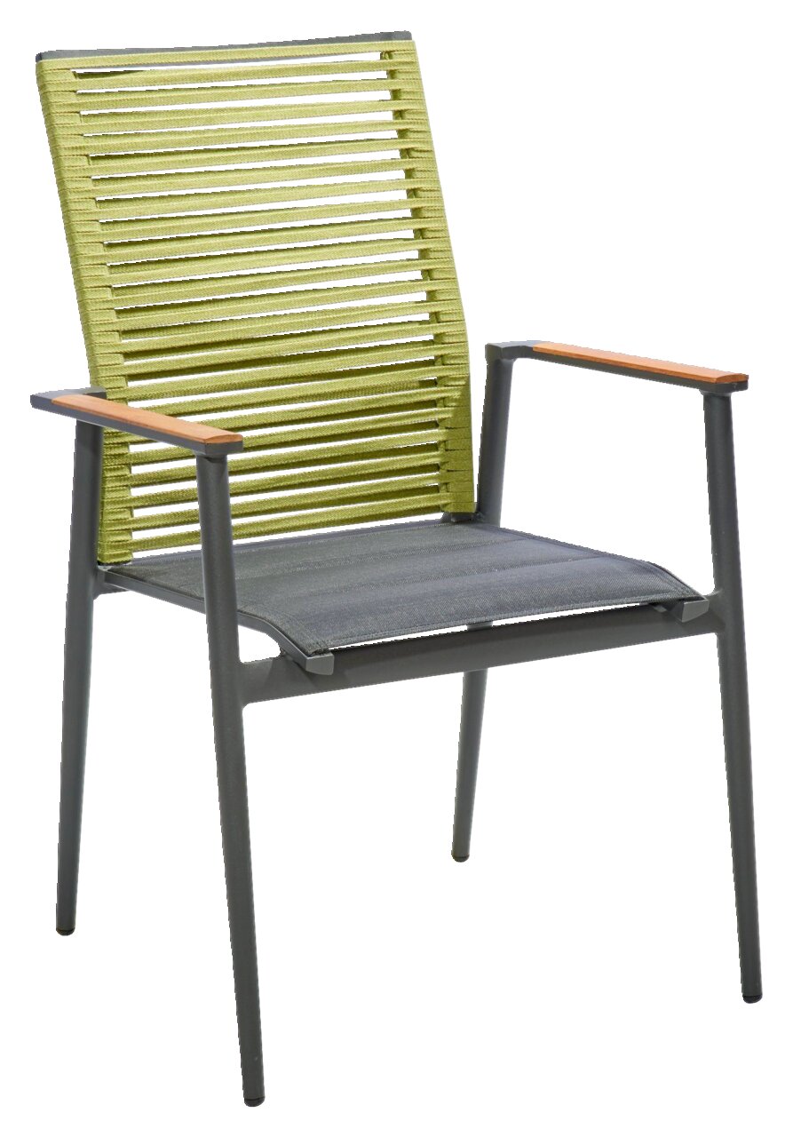 Musterring Sessel MR AMSTERDAM Moderner Sessel mit grünem, lamellenartigem Rücken und grauem Sitz, seitliche Perspektive