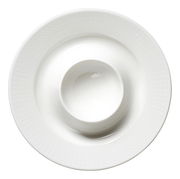 Weißer Eierbecher aus Porzellan, Ansicht von oben