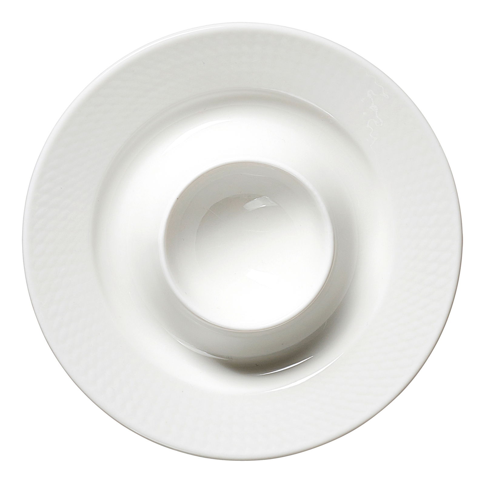 Weißer Eierbecher aus Porzellan, Ansicht von oben