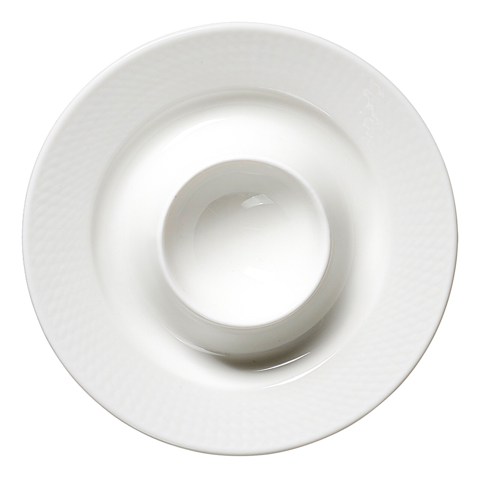 Weißer Eierbecher aus Porzellan, Ansicht von oben