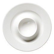 Weißer Eierbecher aus Porzellan, Ansicht von oben