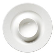 Weißer Eierbecher aus Porzellan, Ansicht von oben