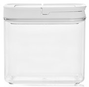 Transparente Vorratsdose mit weißem Deckel, Frontalansicht