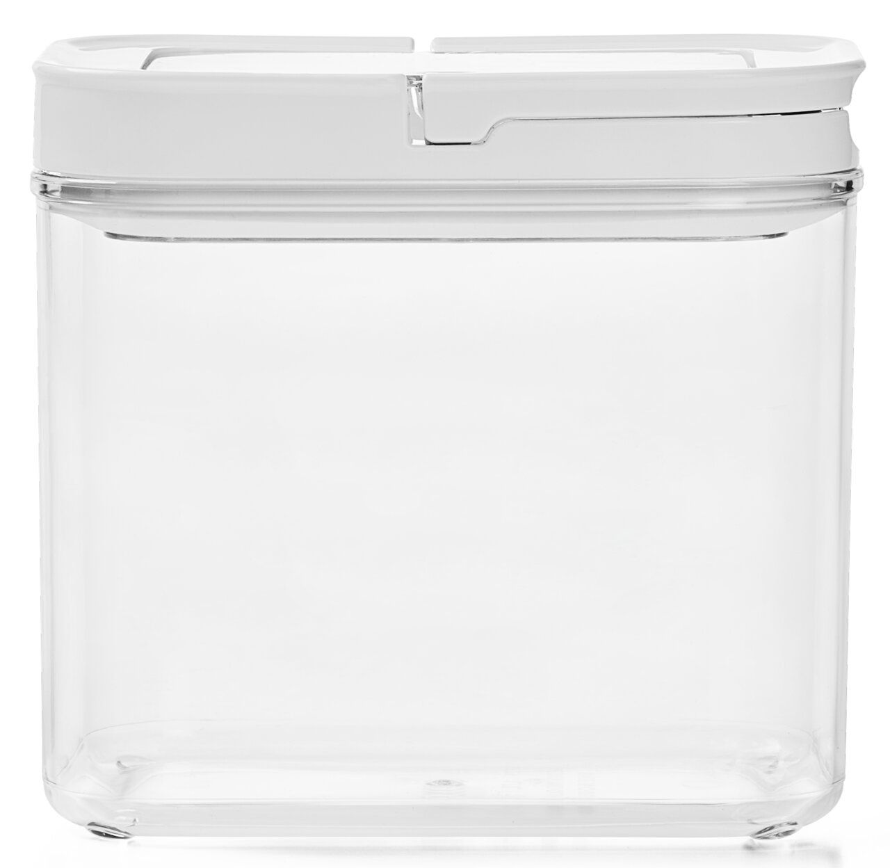 Transparente Vorratsdose mit weißem Deckel, Frontalansicht