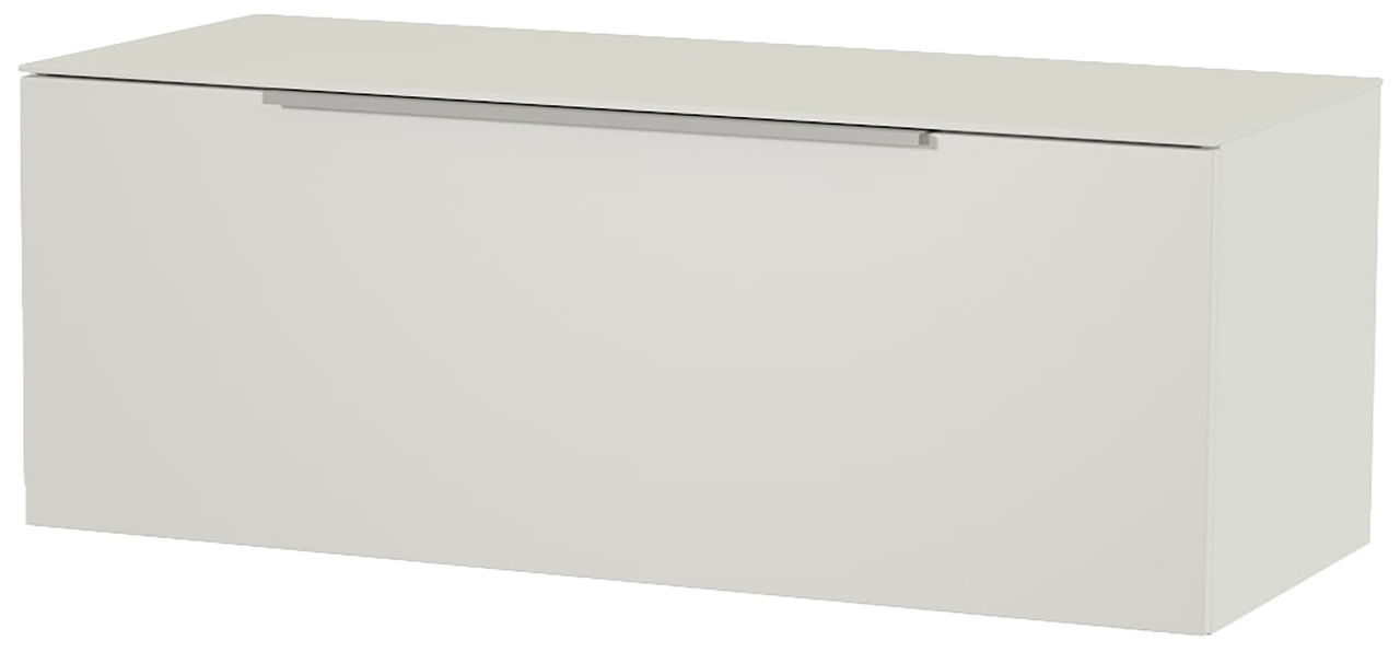 Weißes Hänge-Lowboard aus seitlicher Perspektive