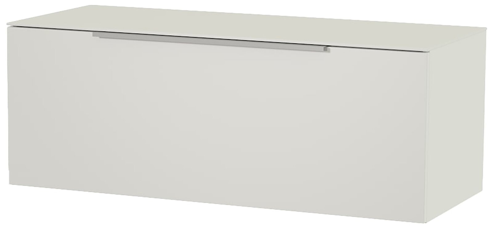 Weißes Hänge-Lowboard aus seitlicher Perspektive
