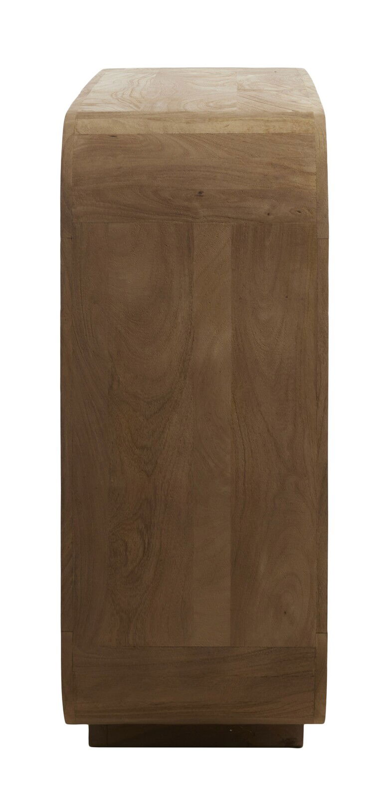 Seitenansicht eines Standregals aus Holz mit glatter Oberfläche und natürlicher Maserung.