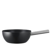 Schwarzes Fondue-Set mit langem Griff, seitliche Perspektive