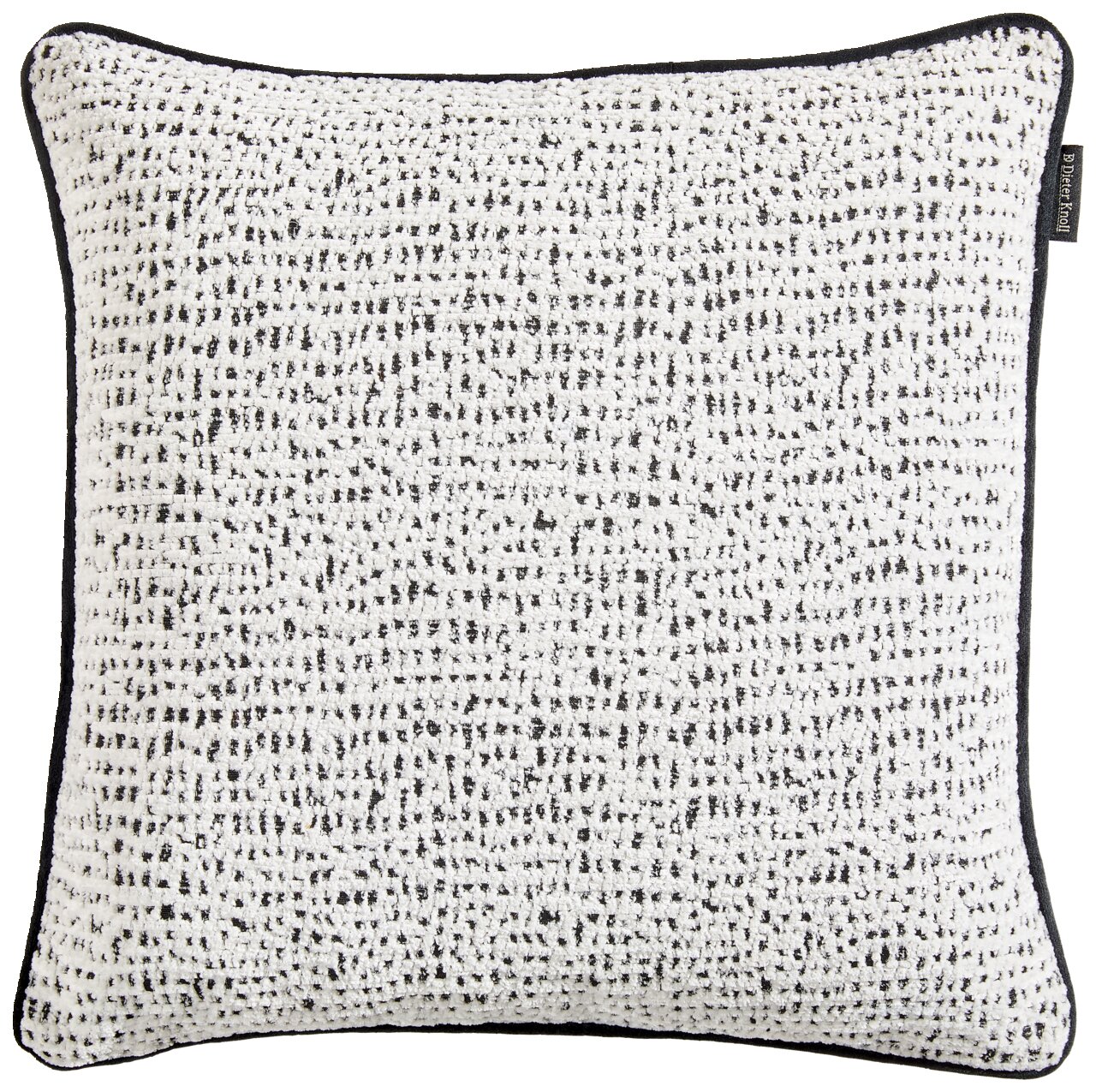 Kissenhülle mit schwarz-weißem, strukturiertem Muster, Vorderansicht