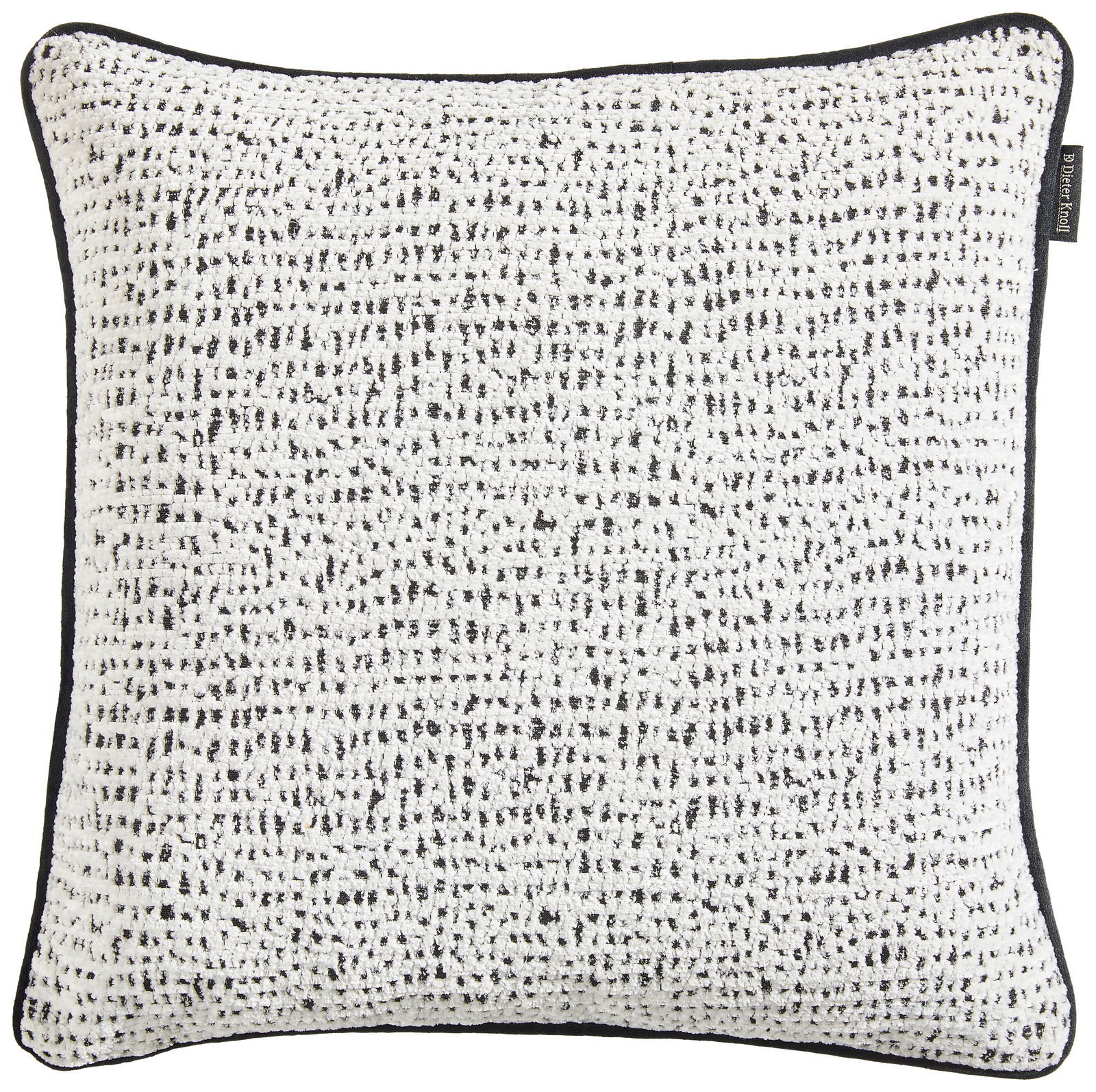Kissenhülle mit schwarz-weißem, strukturiertem Muster, Vorderansicht