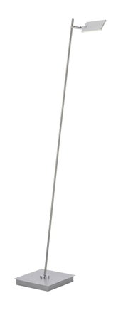 Moderne staande lamp PURE-MIRA van metaal, gezien vanaf de zijkant, met een slank ontwerp en een rechthoekige lampenkap.