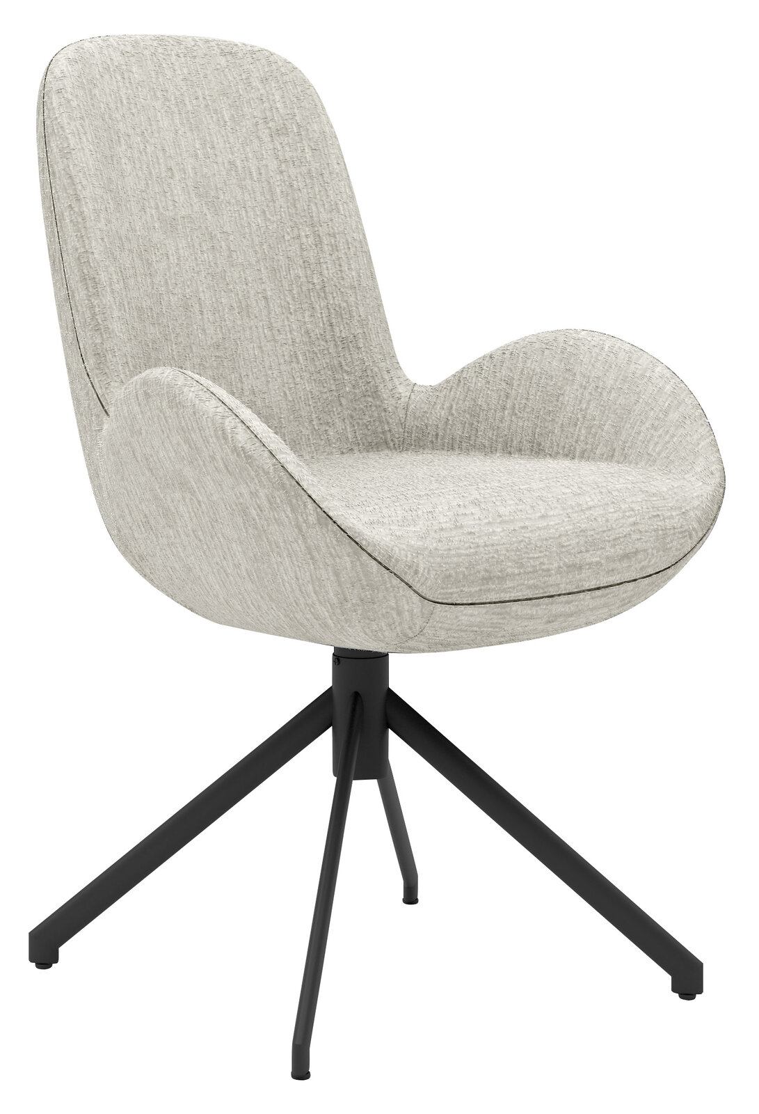 Musterring Armlehnstuhl MR HELVIN Moderner Armlehnstuhl mit hellgrauem Stoffbezug und schwarzem Metallgestell, seitliche Perspektive