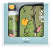Campus-set, 2-delig, dino met drinkfles en broodtrommel, vooraanzicht, dinosaurusmotief
