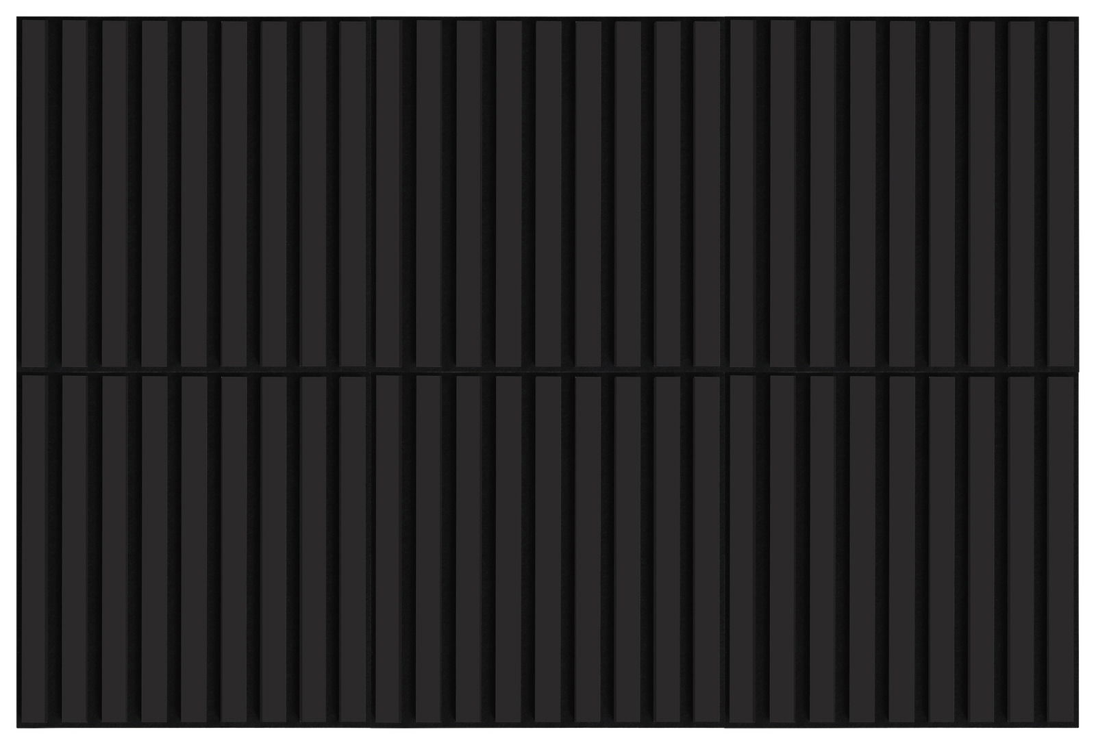 Vorderansicht eines quadratischen Dekopanels mit vertikalen schwarzen Streifen, Teil eines 6er-Sets.