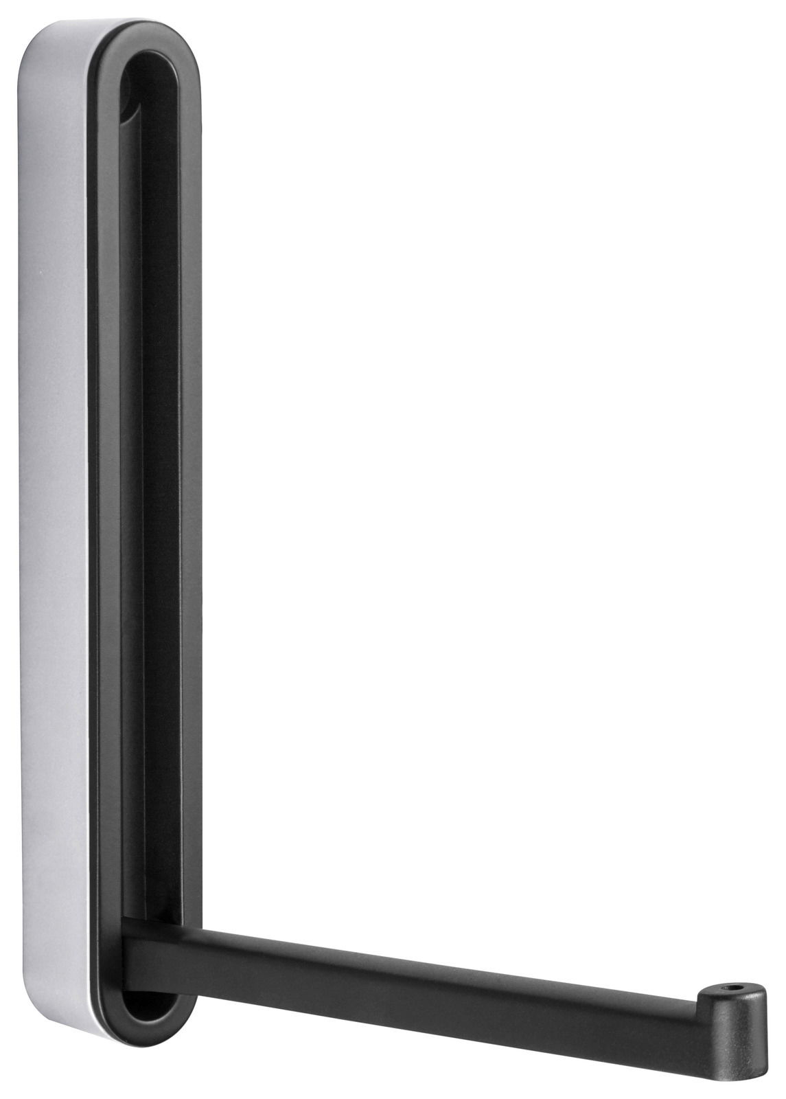 Moderner Wandhaken aus Metall in seitlicher Perspektive