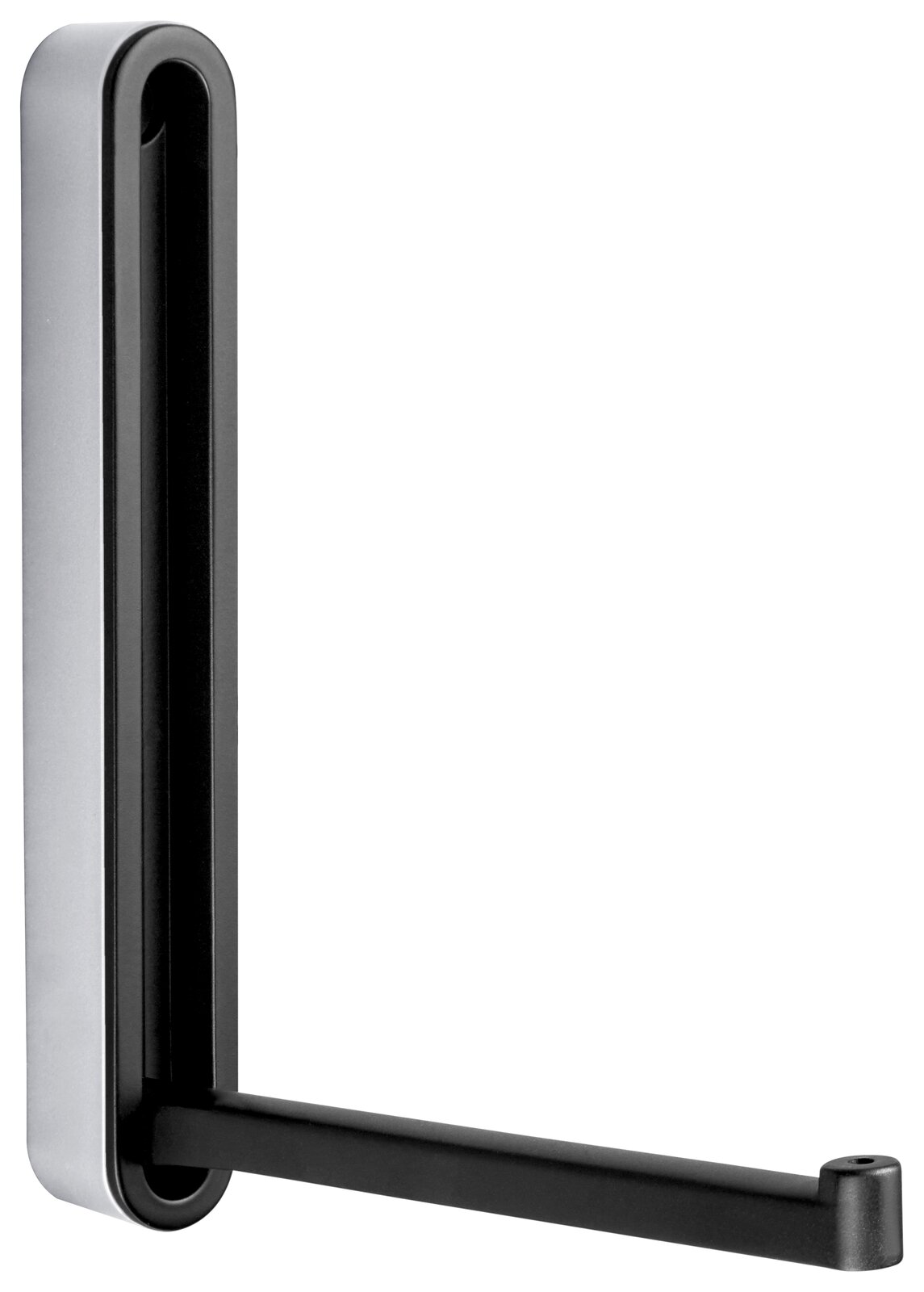 Moderner Wandhaken aus Metall in seitlicher Perspektive