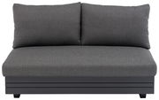 Graues 2-Sitzer Loungeelement mit zwei Rückenkissen, Vorderansicht