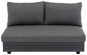Graues 2-Sitzer Loungeelement mit zwei Rückenkissen, Vorderansicht