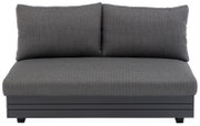 Graues 2-Sitzer Loungeelement mit zwei Rückenkissen, Vorderansicht