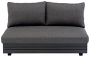 Grijs loungemodule voor twee personen met twee rugkussens, vooraanzicht