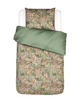 Bettwäsche-Set mit floralem Muster in Grün- und Pastelltönen, Draufsicht