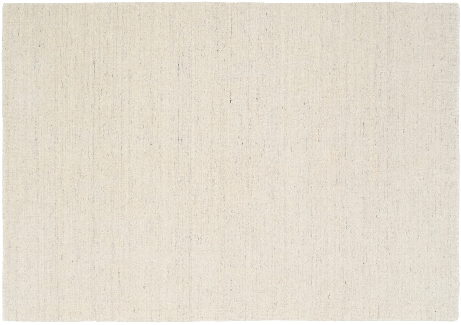 Beiger Wollteppich in Draufsicht mit dezenter Textur.