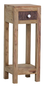 Beistelltisch aus Holz mit Schublade und unterem Ablagefach, seitliche Perspektive