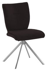 Moderner, drehbarer Stuhl der Serie JAZZ von Dieter Knoll mit schwarzem Bezug und silbernem Metallgestell, seitliche Perspektive.