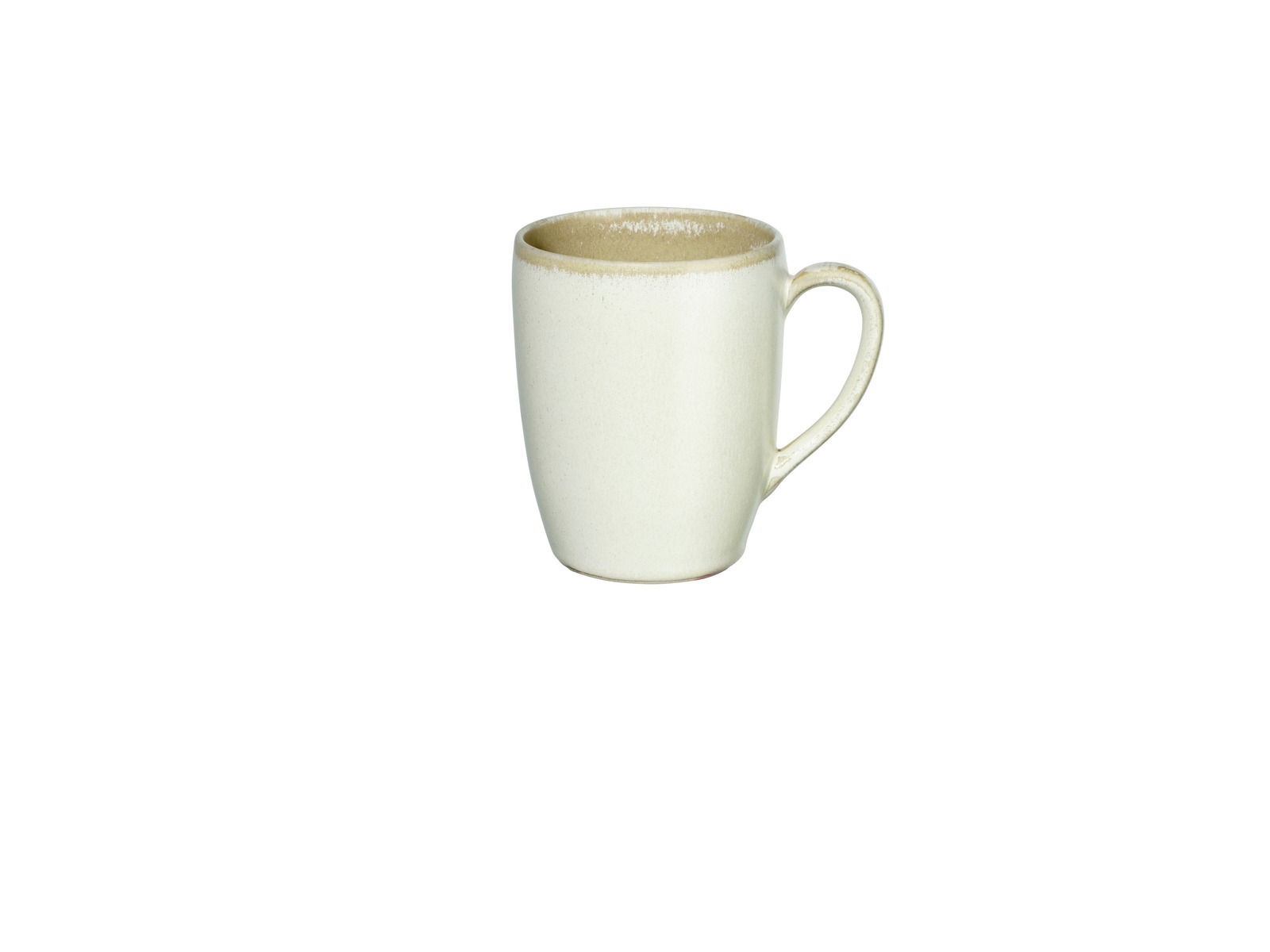 Beige Tasse aus Keramik, seitliche Ansicht