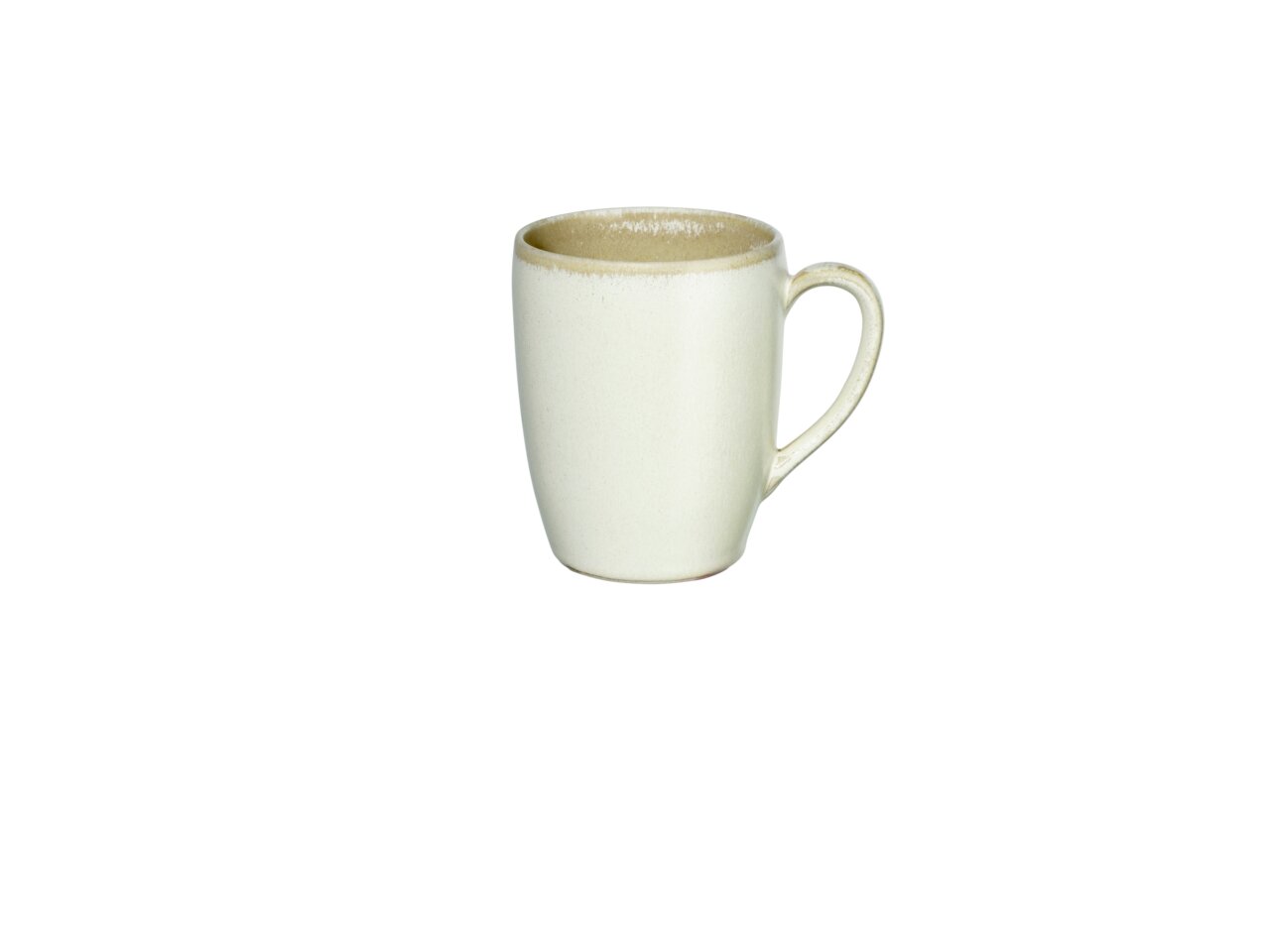 Beige Tasse aus Keramik, seitliche Ansicht