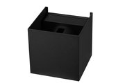 Schwarze LED-Wandleuchte in kubischer Form, seitliche Perspektive