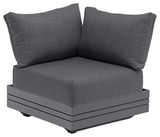 Graues Lounge Eckelement mit Kissen, seitliche Perspektive