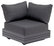 Graues Lounge Eckelement mit Kissen, seitliche Perspektive