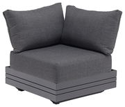 Graues Lounge Eckelement mit Kissen, seitliche Perspektive