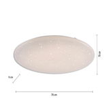 Runde Deckenleuchte mit funkelndem Sternenhimmel-Effekt, Draufsicht, Durchmesser 70 cm, Höhe 9 cm.