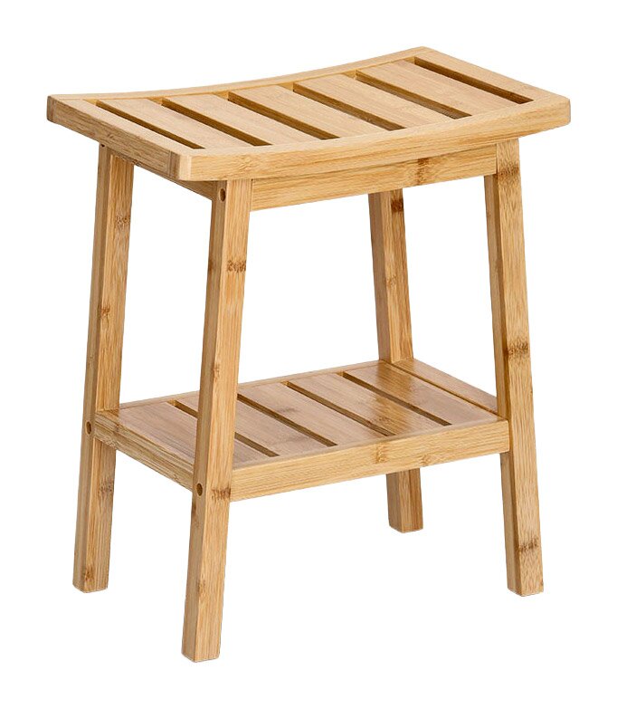 Zeller Present Hocker mit Ablage Hocker aus Holz mit Ablage, seitliche Perspektive