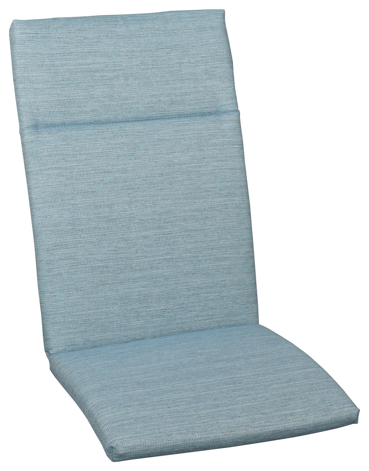 Hochlehnerauflage in hellblauer Farbe, seitliche Perspektive
