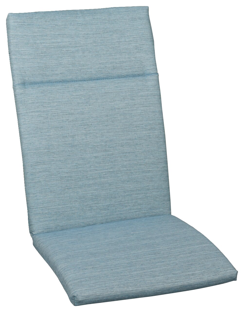 Hochlehnerauflage in hellblauer Farbe, seitliche Perspektive
