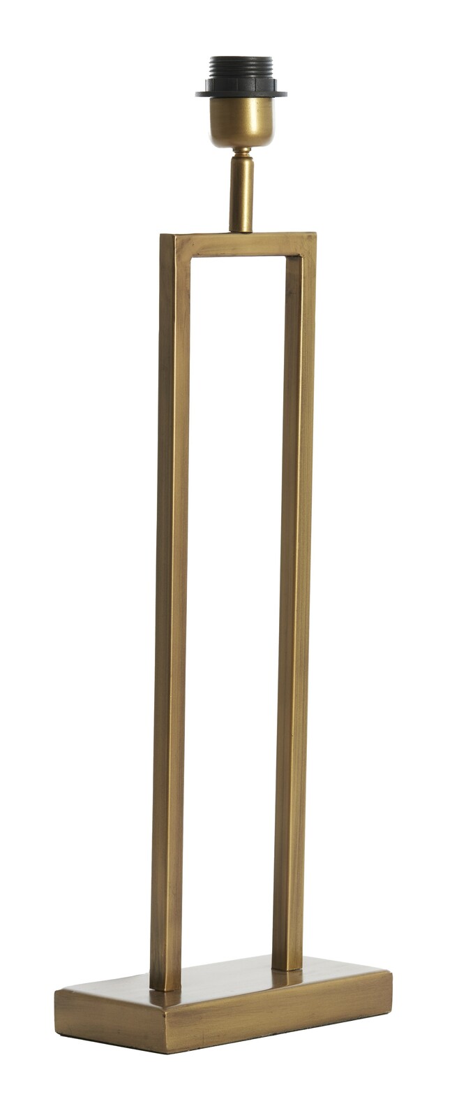 Moderner Lampenfuß aus Metall in rechteckiger Form, seitliche Perspektive